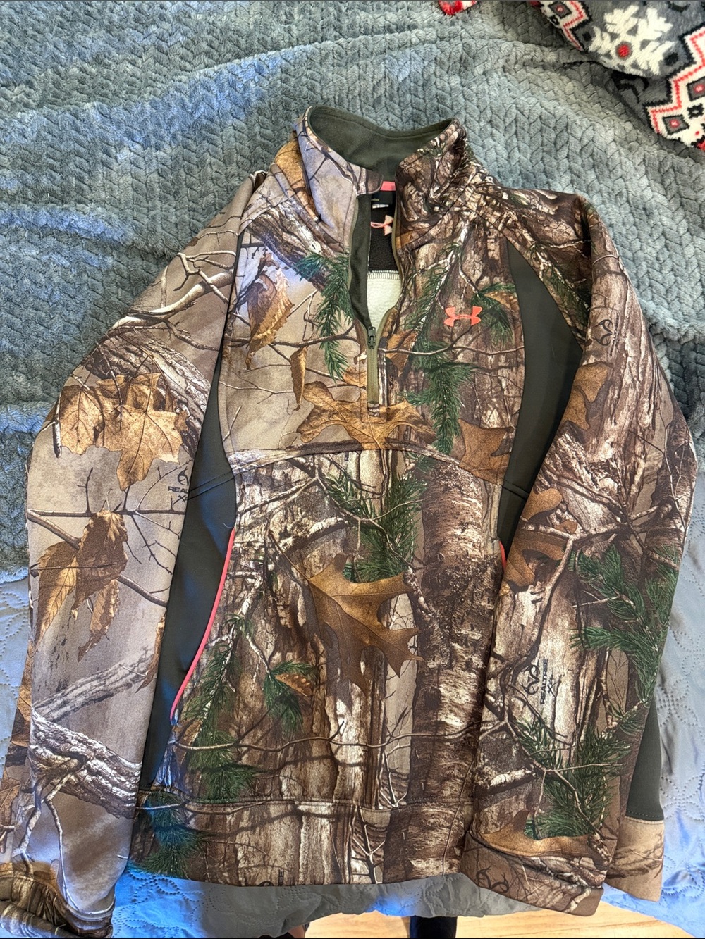Under Armour Realtree Camo Quarter-Zip Pullover with Pink Logo